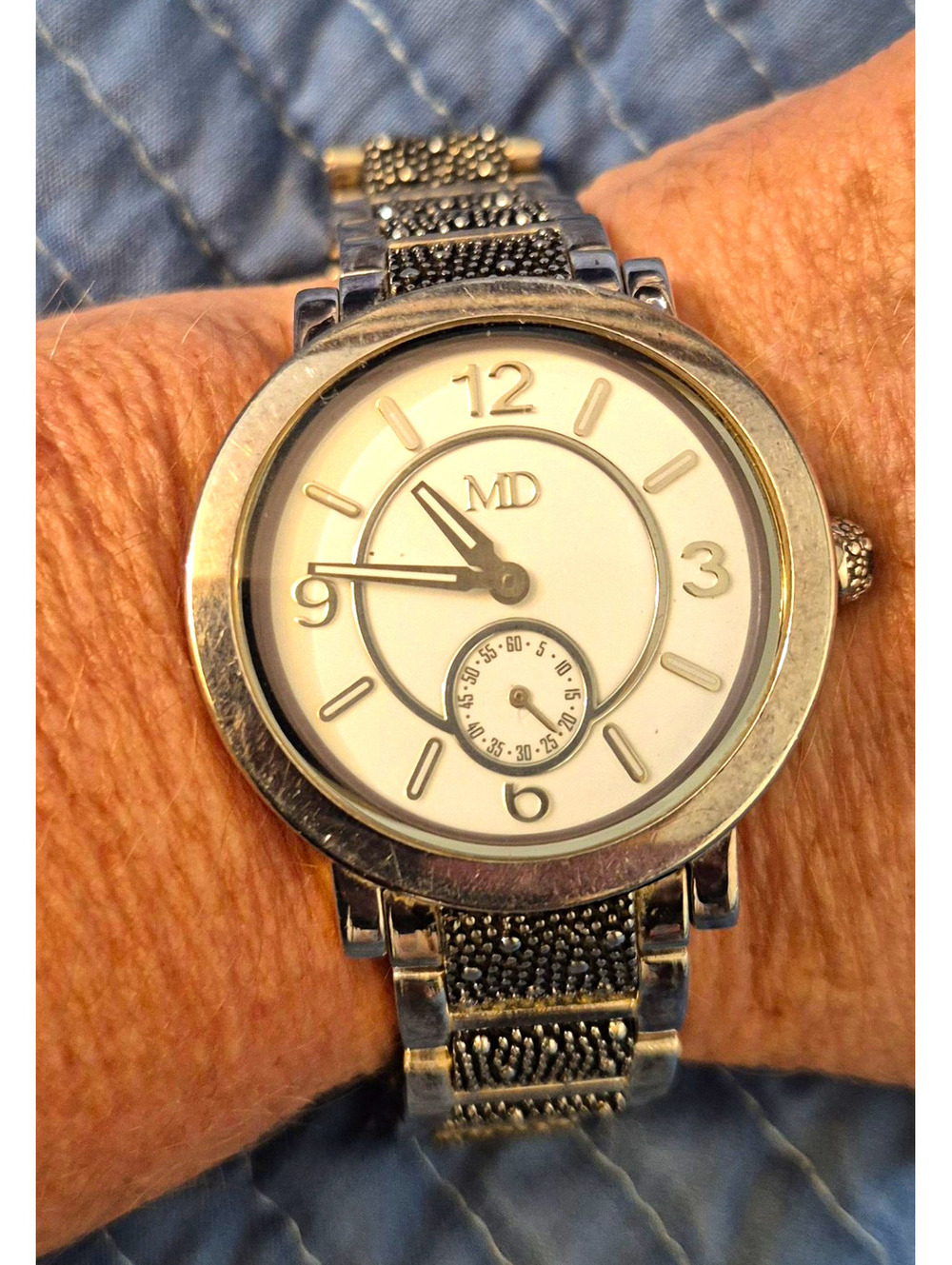 Michael Dawkins Starry Night Quartz White Dial Silver Tone